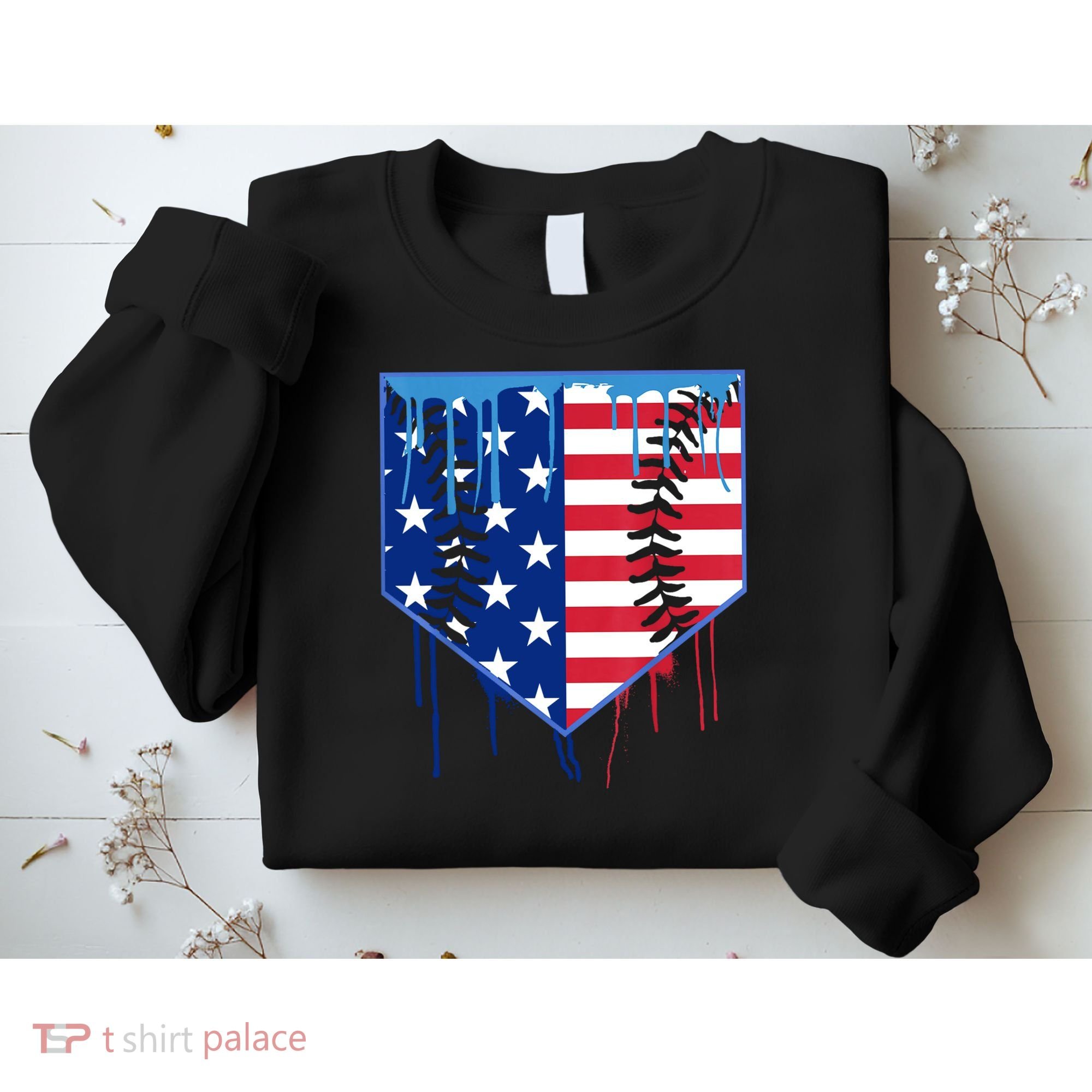 Baseball Drip Boys Ice Cream Patriotic American Flag Sweatshirt