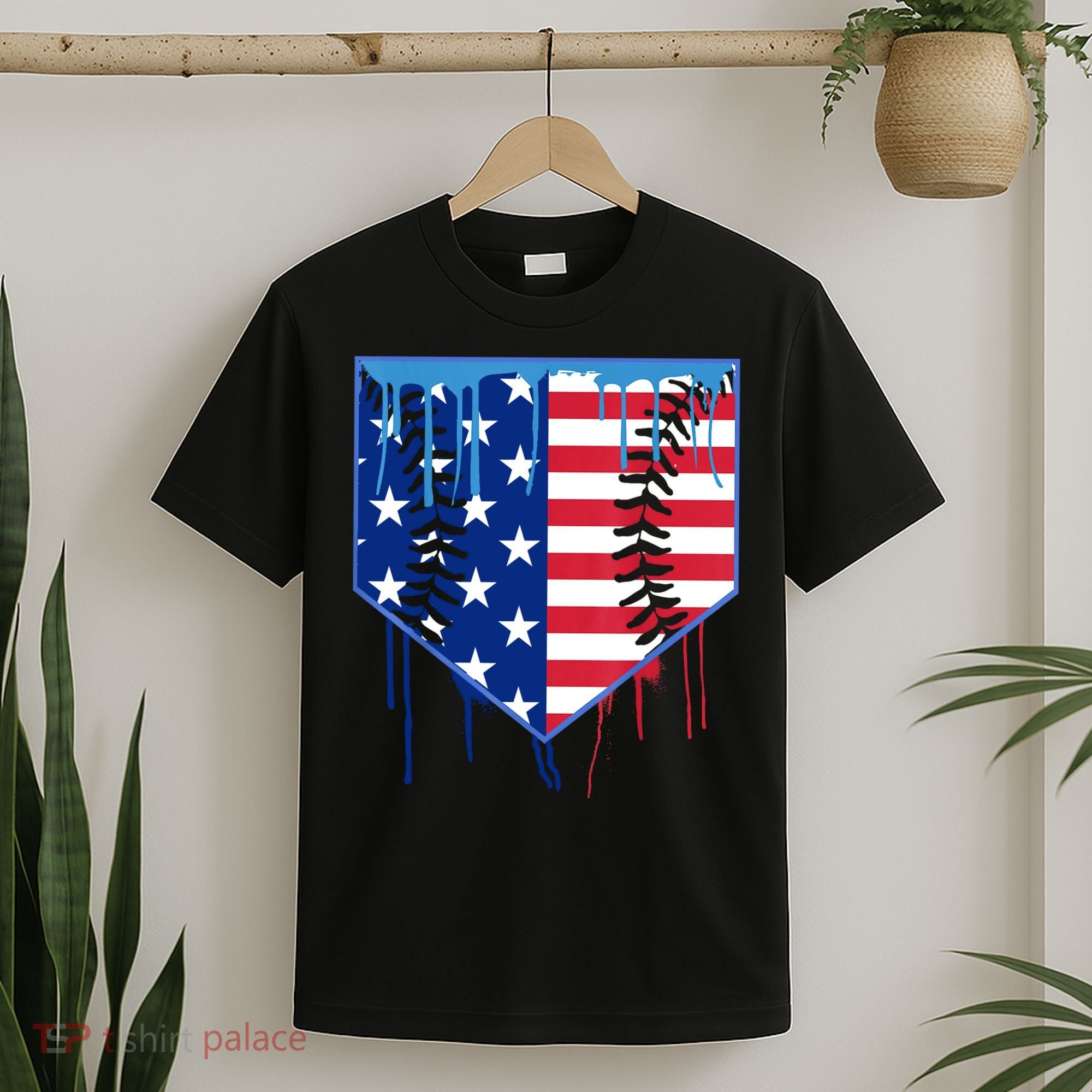 Baseball Drip Boys Ice Cream Patriotic American Flag T-Shirt