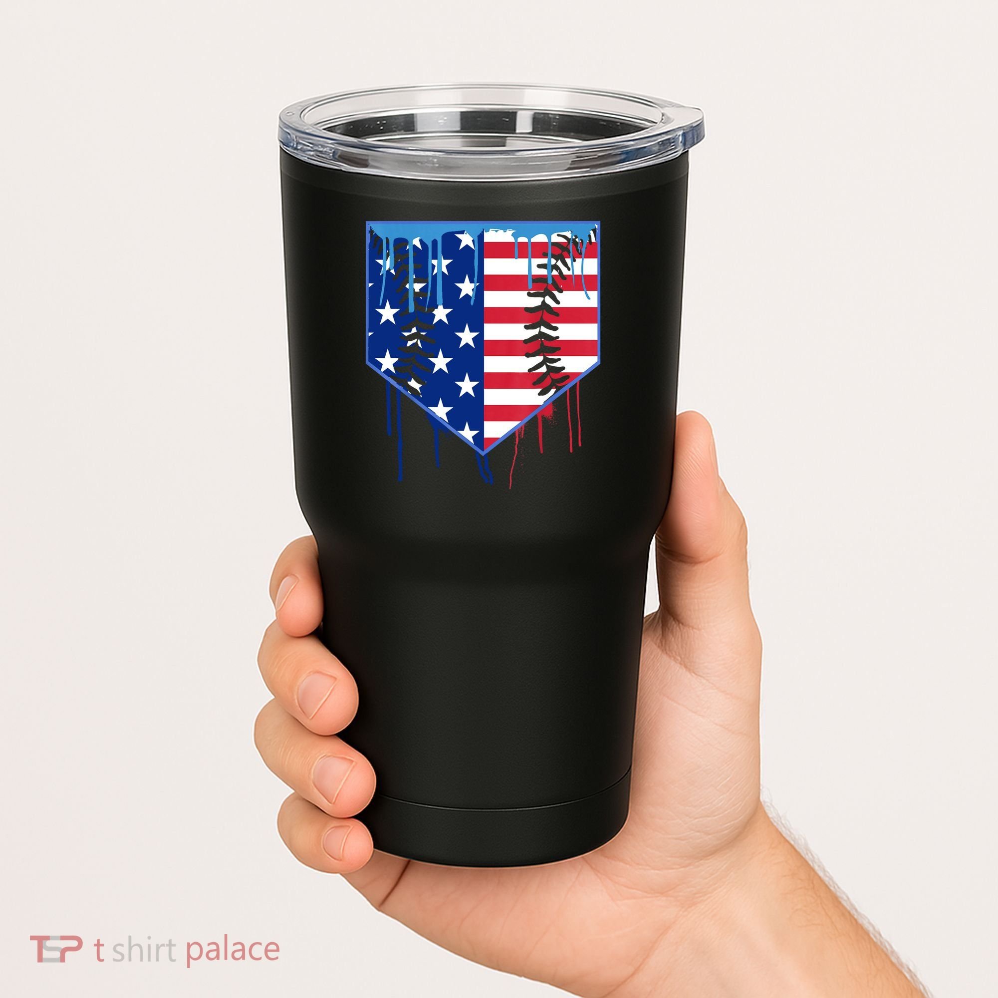Baseball Drip Boys Ice Cream Patriotic American Flag Tumbler