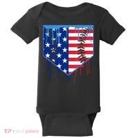Baseball Drip Boys Ice Cream Patriotic American Flag Baby Bodysuit thumb 0