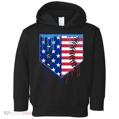 Baseball Drip Boys Ice Cream Patriotic American Flag Toddler Hoodie