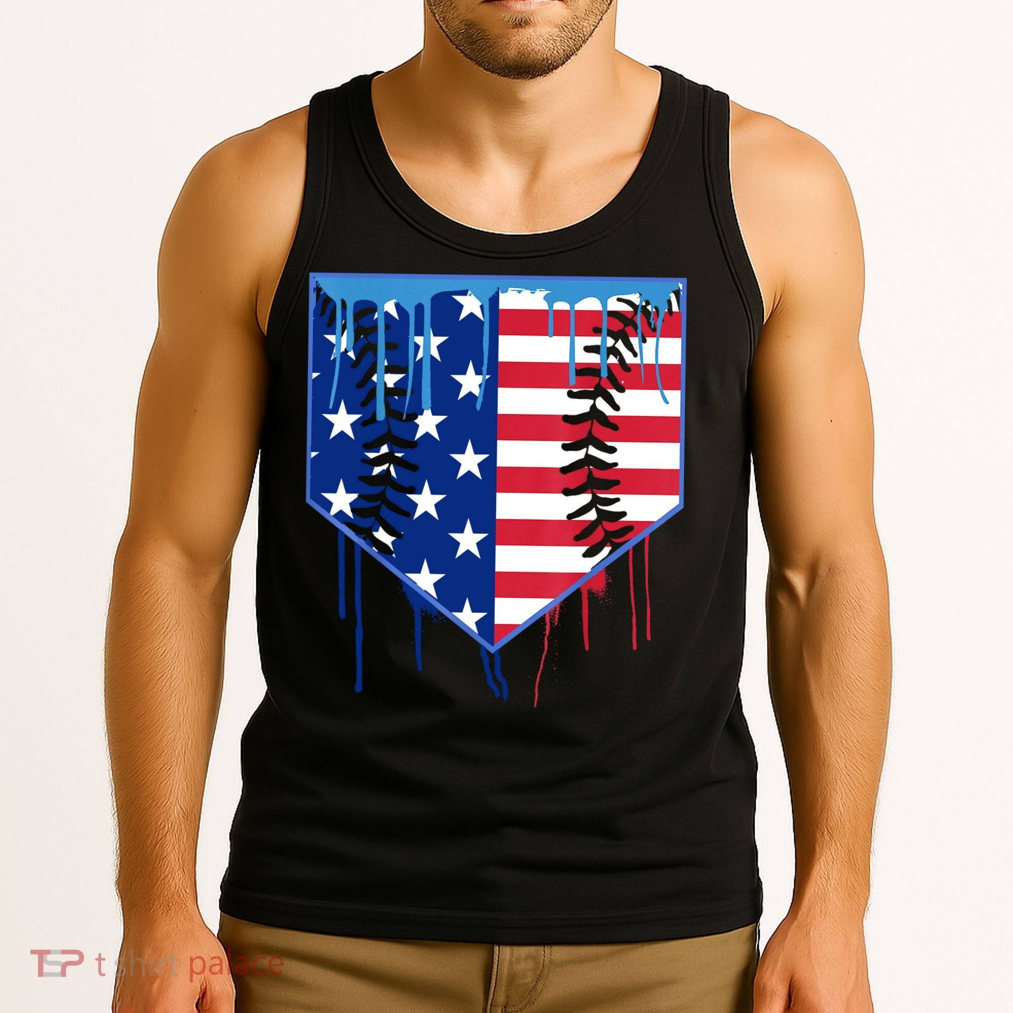 Baseball Drip Boys Ice Cream Patriotic American Flag Tank Top