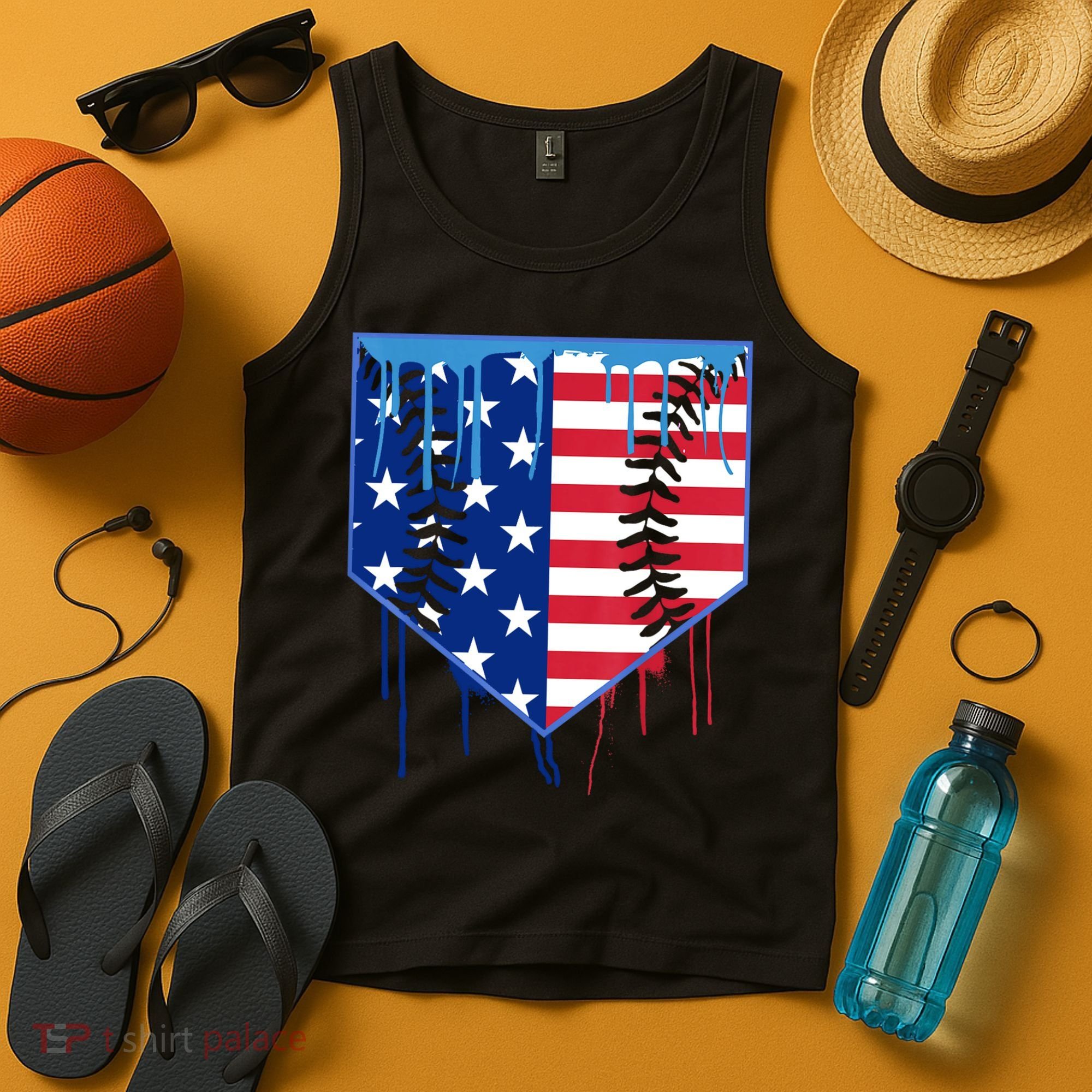 Baseball Drip Boys Ice Cream Patriotic American Flag Tank Top