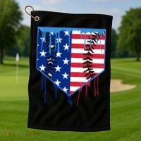 Baseball Drip Boys Ice Cream Patriotic American Flag Golf Towel thumb 1
