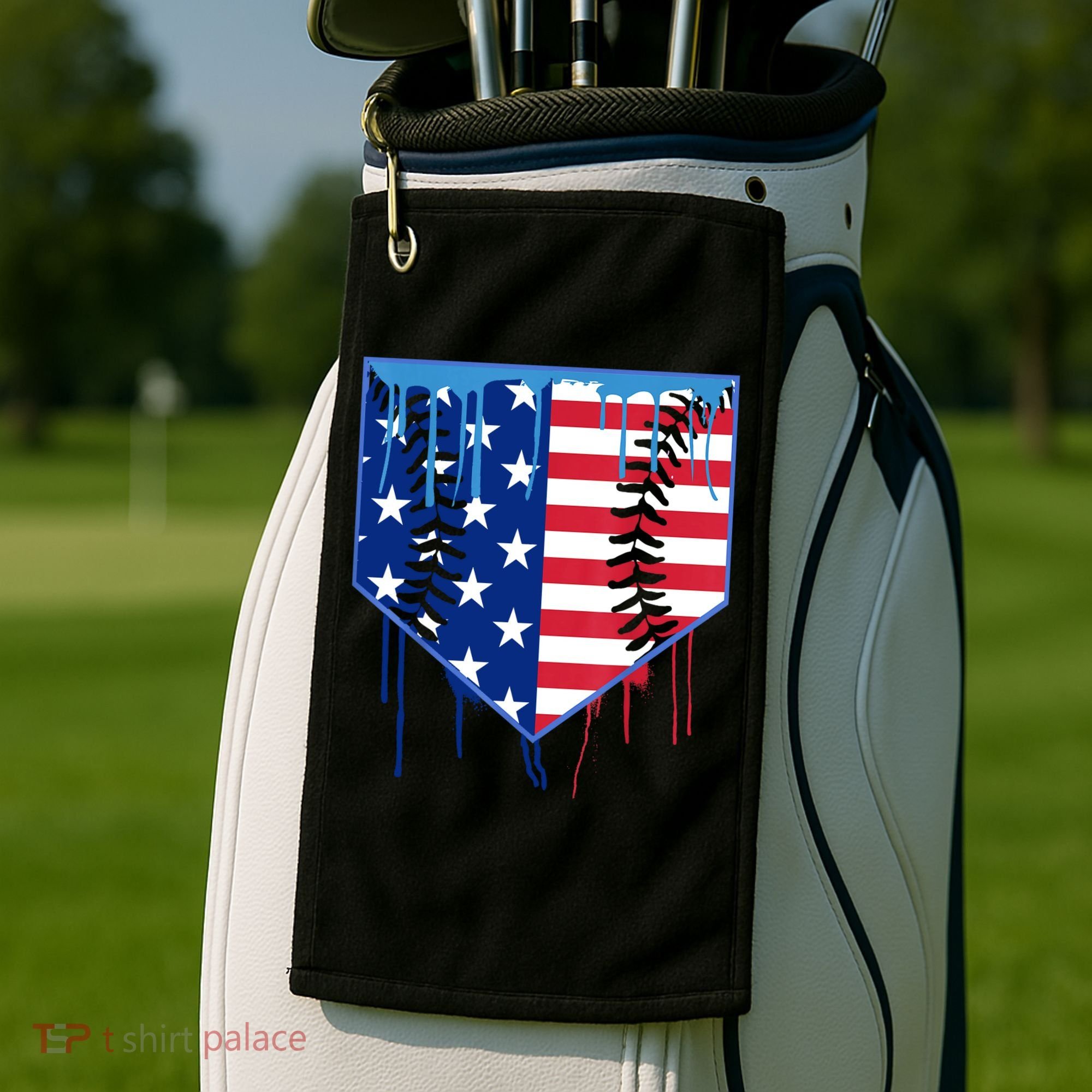 Baseball Drip Boys Ice Cream Patriotic American Flag Golf Towel