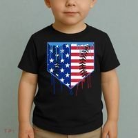 Baseball Drip Boys Ice Cream Patriotic American Flag Toddler T-Shirt thumb 2