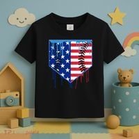 Baseball Drip Boys Ice Cream Patriotic American Flag Toddler T-Shirt thumb 3