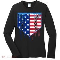 Baseball Drip Boys Ice Cream Patriotic American Flag Women's Long Sleeve Shirt thumb 0