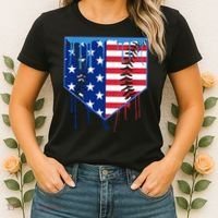Baseball Drip Boys Ice Cream Patriotic American Flag Women's T-Shirt thumb 2