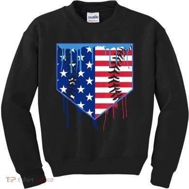 Baseball Drip Boys Ice Cream Patriotic American Flag Kids Sweatshirt