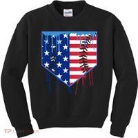 Baseball Drip Boys Ice Cream Patriotic American Flag Kids Sweatshirt thumb 0