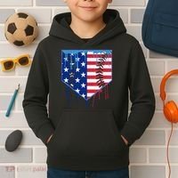 Baseball Drip Boys Ice Cream Patriotic American Flag Kids Hoodie thumb 2