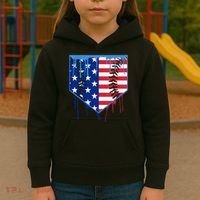 Baseball Drip Boys Ice Cream Patriotic American Flag Kids Hoodie thumb 3