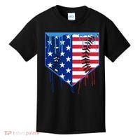 Baseball Drip Boys Ice Cream Patriotic American Flag Kids T-Shirt thumb 0