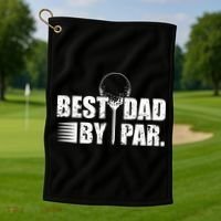 Best Dad By Par Golf Towel thumb 1