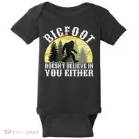 Bigfoot Doesn't Believe In You Either Distressed Baby Bodysuit thumb 0