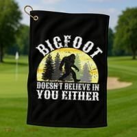 Bigfoot Doesn't Believe In You Either Distressed Golf Towel thumb 1