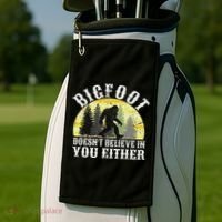Bigfoot Doesn't Believe In You Either Distressed Golf Towel thumb 2