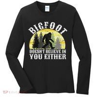 Bigfoot Doesn't Believe In You Either Distressed Women's Long Sleeve Shirt thumb 0