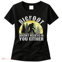 Bigfoot Doesn't Believe In You Either Distressed Women's T-Shirt thumb 0