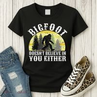 Bigfoot Doesn't Believe In You Either Distressed Women's T-Shirt thumb 3