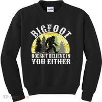 Bigfoot Doesn't Believe In You Either Distressed Kids Sweatshirt thumb 0