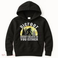 Bigfoot Doesn't Believe In You Either Distressed Kids Hoodie thumb 0