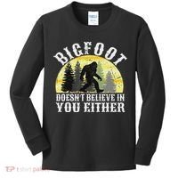 Bigfoot Doesn't Believe In You Either Distressed Kids Long Sleeve Shirt thumb 0