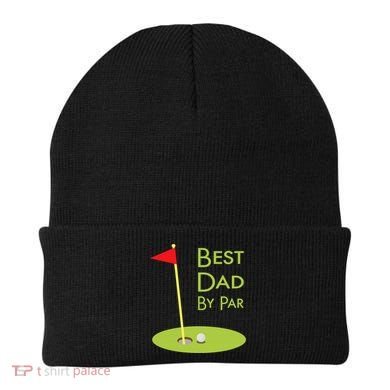 Best Dad By Par Golf Themed Design For Golfing Dad Golfer Beanie