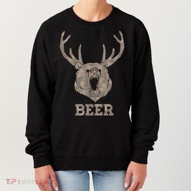 Bear Deer Beer Drinking Camo Antlers Hunting Camping Women's Sweatshirt