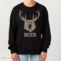 Bear Deer Beer Drinking Camo Antlers Hunting Camping Women's Sweatshirt thumb 0