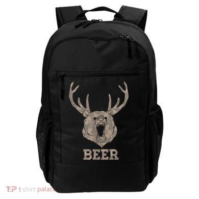 Bear Deer Beer Drinking Camo Antlers Hunting Camping Backpack