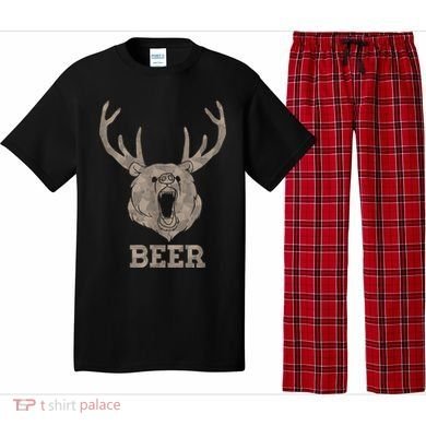 Bear Deer Beer Drinking Camo Antlers Hunting Camping Pajama Set