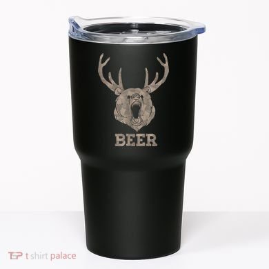 Bear Deer Beer Drinking Camo Antlers Hunting Camping Tumbler