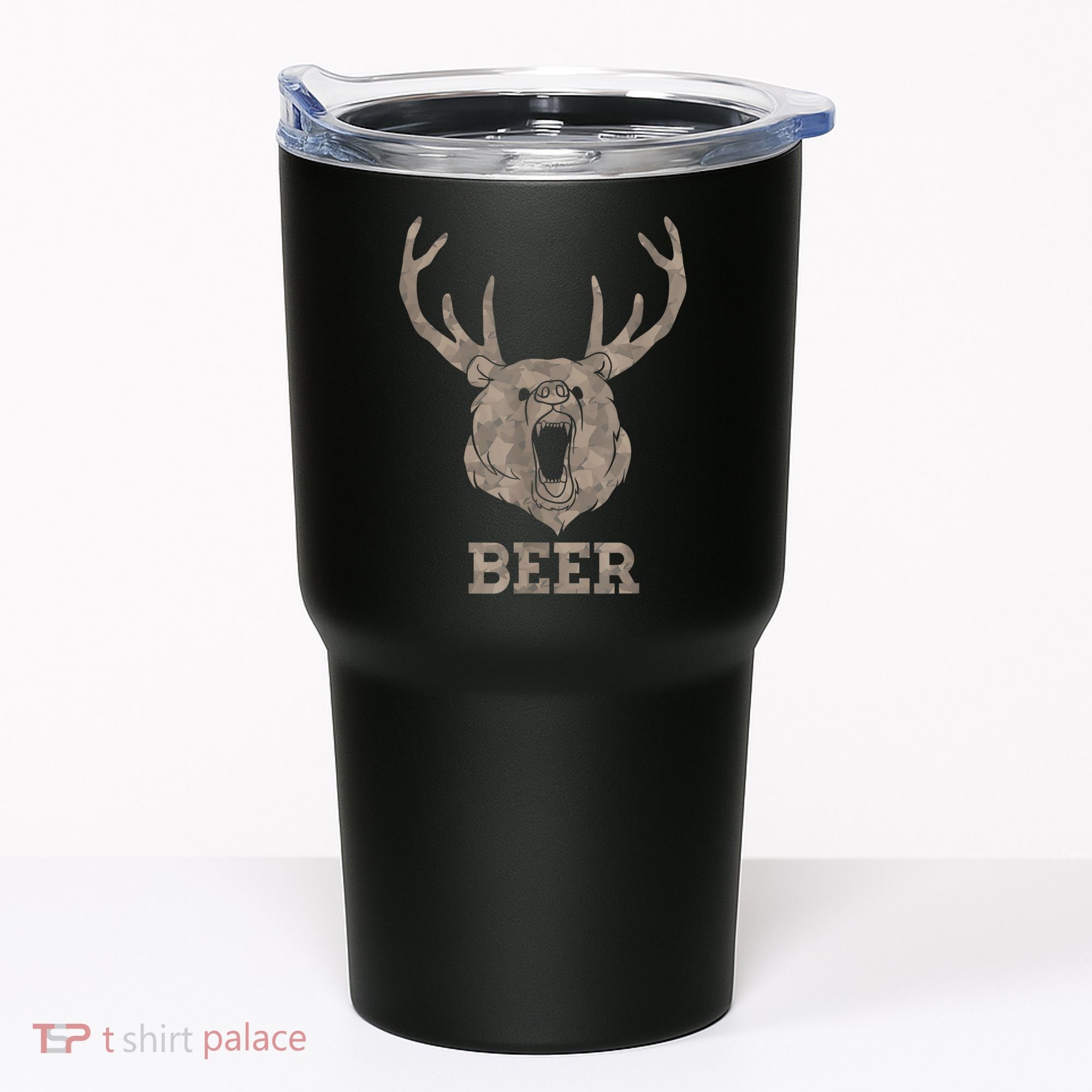 Bear Deer Beer Drinking Camo Antlers Hunting Camping Tumbler