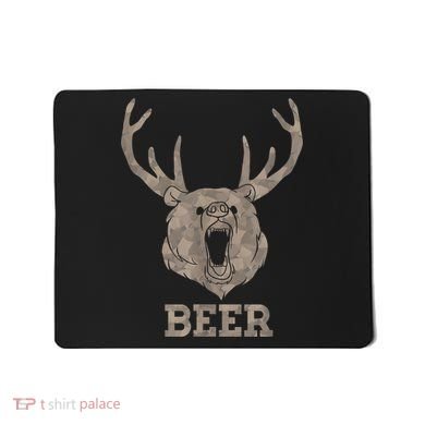 Bear Deer Beer Drinking Camo Antlers Hunting Camping Mousepad