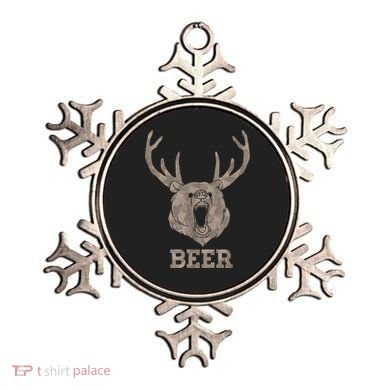 Bear Deer Beer Drinking Camo Antlers Hunting Camping Ornament