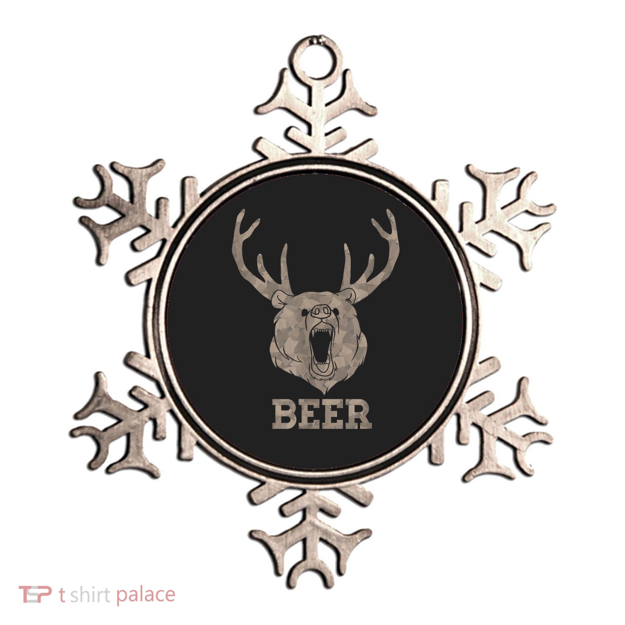 Bear Deer Beer Drinking Camo Antlers Hunting Camping Ornament