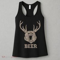 Bear Deer Beer Drinking Camo Antlers Hunting Camping Women's Tank Top thumb 3