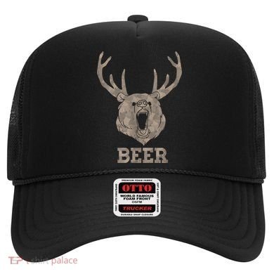 Bear Deer Beer Drinking Camo Antlers Hunting Camping Hat
