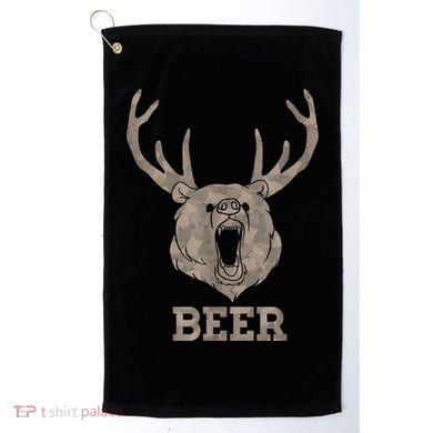 Bear Deer Beer Drinking Camo Antlers Hunting Camping Golf Towel