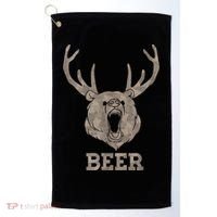 Bear Deer Beer Drinking Camo Antlers Hunting Camping Golf Towel thumb 0