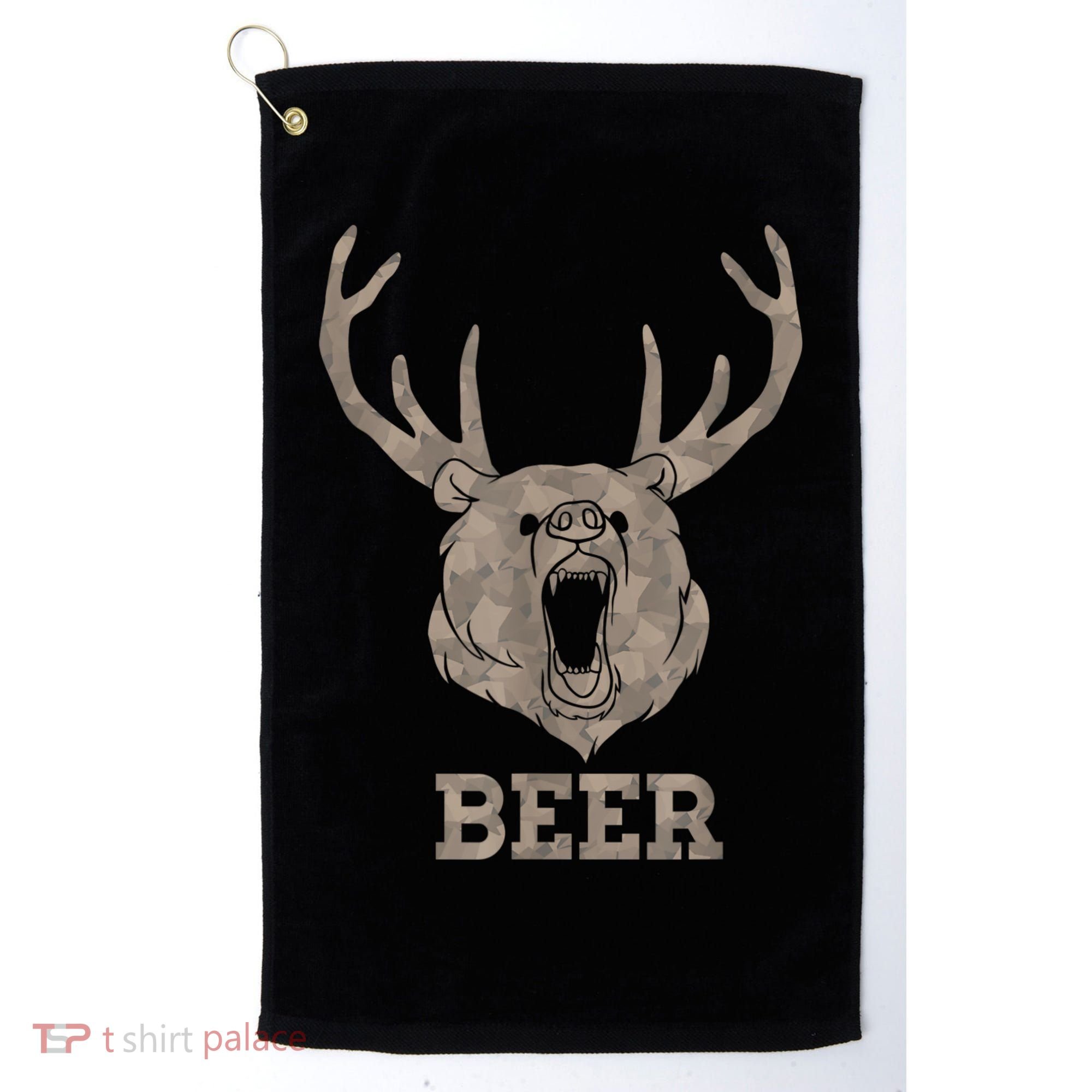 Bear Deer Beer Drinking Camo Antlers Hunting Camping Golf Towel