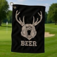 Bear Deer Beer Drinking Camo Antlers Hunting Camping Golf Towel thumb 1