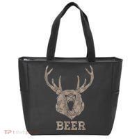 Bear Deer Beer Drinking Camo Antlers Hunting Camping Tote Bag thumb 0
