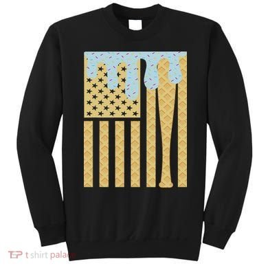 Baseball Drip Bat Dripping Ice Cream American Flag Sweatshirt