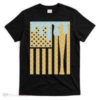 Baseball Drip Bat Dripping Ice Cream American Flag T-Shirt thumb 0