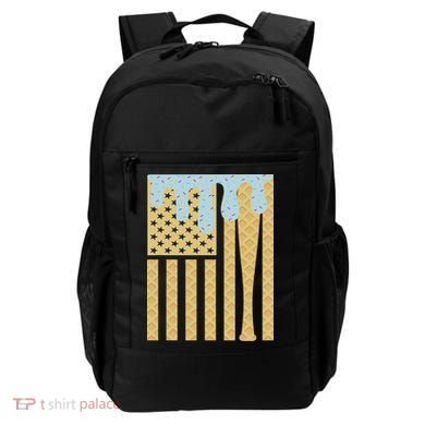 Baseball Drip Bat Dripping Ice Cream American Flag Backpack