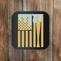 Baseball Drip Bat Dripping Ice Cream American Flag Coaster thumb 0
