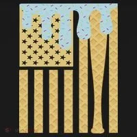 Baseball Drip Bat Dripping Ice Cream American Flag Women's Hoodie thumb 2